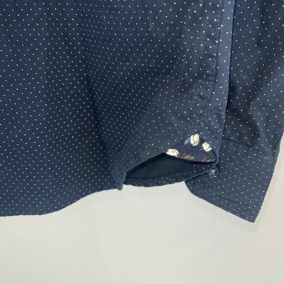 NWT Denim & Flower Navy Blue White Dot Men's Size Large Button Up Long Sleeve - Picture 6 of 8